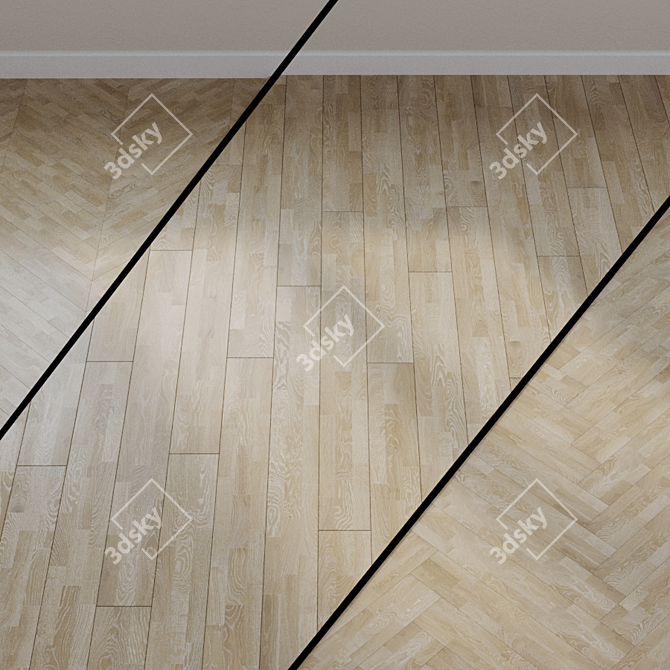 Satin Elements White Oak Parquet 3D model image 1