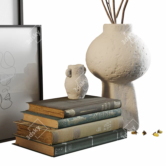 Chic Vase & Book Set 3D model image 9