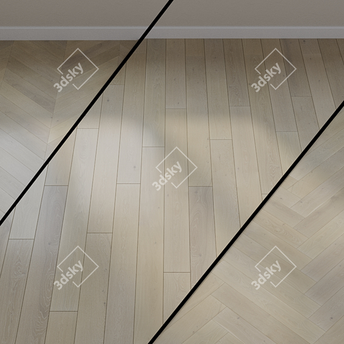 Elegant White Oak Parquet 3D model image 1