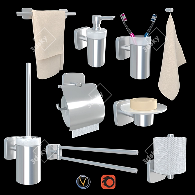 HANSGROHE PuraVida Bathroom Accessory Set 3D model image 1