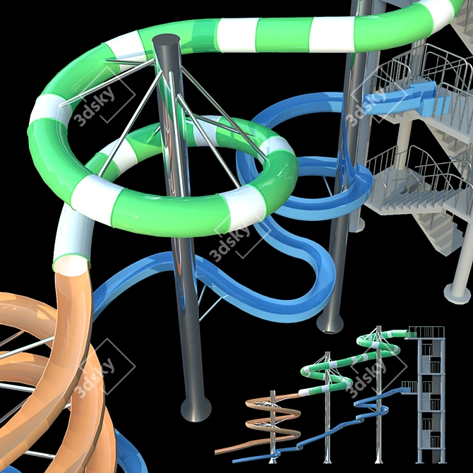 TurboSlide: Thrilling 3D Water Park Fun 3D model image 3