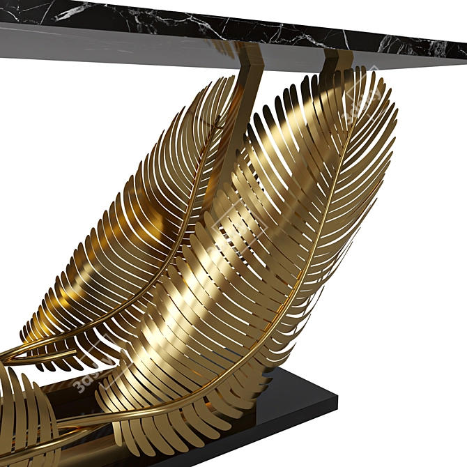 Luxury Marble-Top Console in Gold & Black 3D model image 3