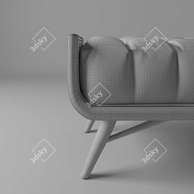 Title: Luxury Velvet Bench 3D model image 3