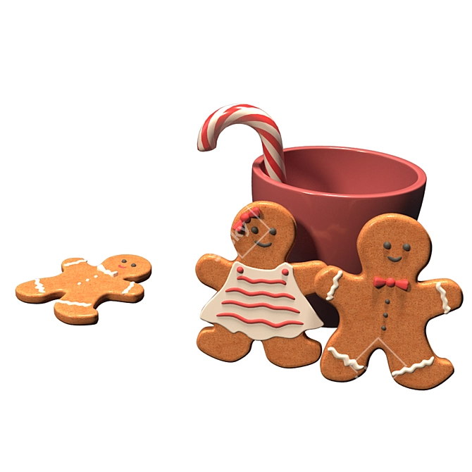 Gingerbread Sweet Scene: Candy, Mug, Lollipop 3D model image 3