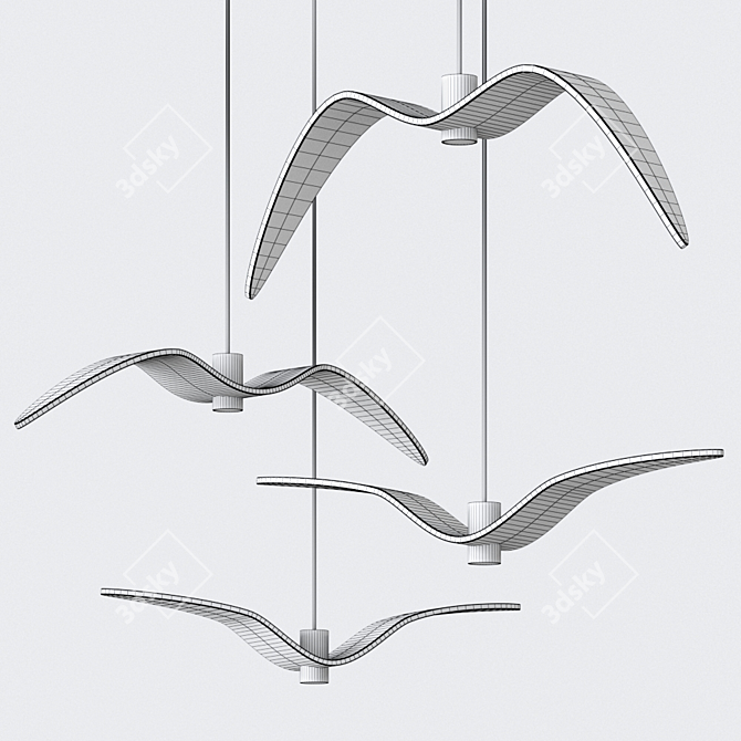 Night Birds: Elegant Glass Pendant Lamp 3D model image 2