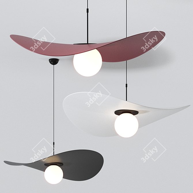 Elegant Vogue Plissè Pendant Lamp 3D model image 1