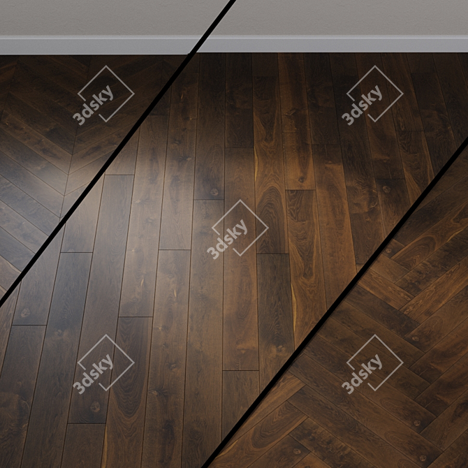 Dark Brown Oak Parquet Board 3D model image 1