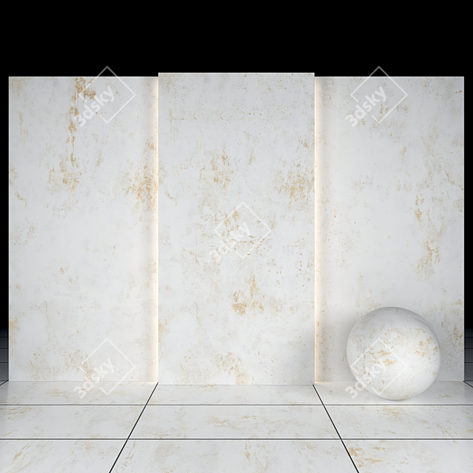 Glossy White Stone Texture Set 3D model image 1