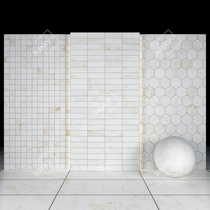 Glossy White Stone Texture Set 3D model image 3