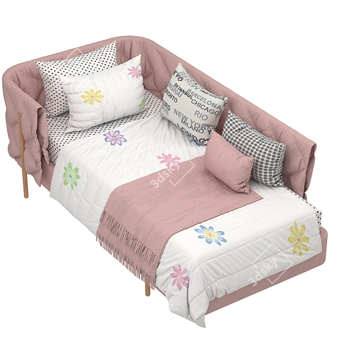 Elegant Dual-Color Archive Bed 3D model image 2