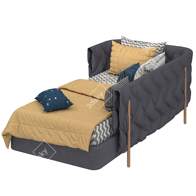 Elegant Dual-Color Archive Bed 3D model image 3