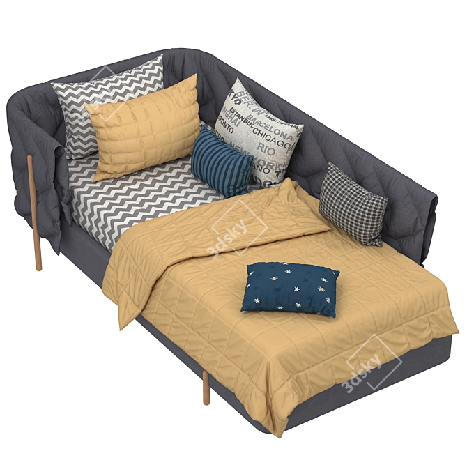 Elegant Dual-Color Archive Bed 3D model image 4