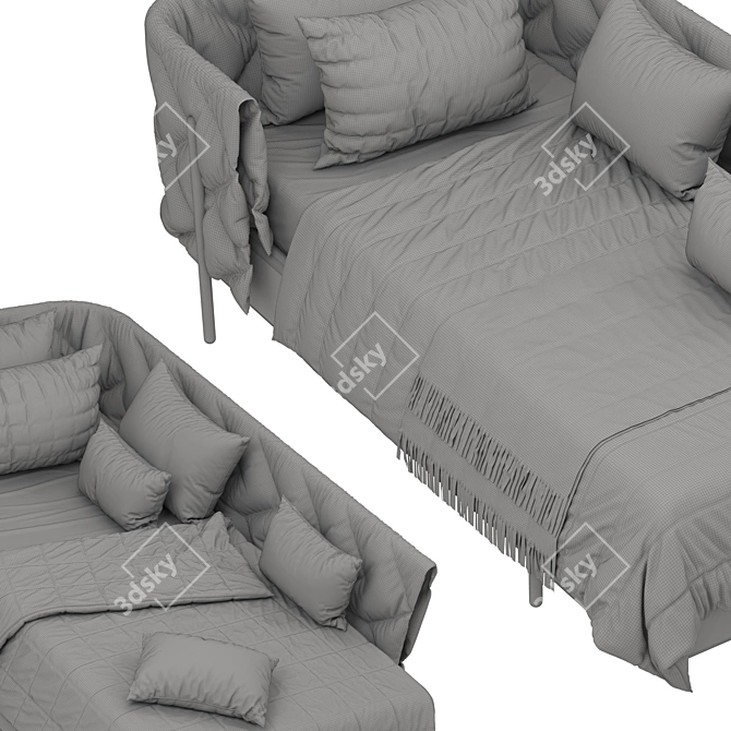 Elegant Dual-Color Archive Bed 3D model image 8