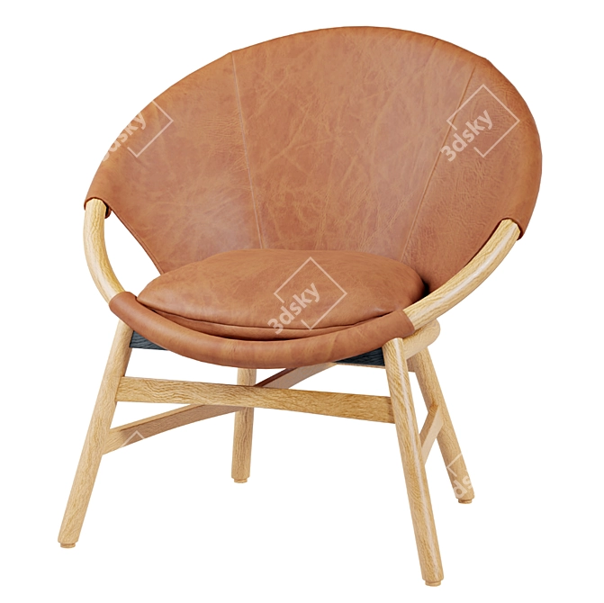 Rustic Modern Acacia Leather Chair 3D model image 1