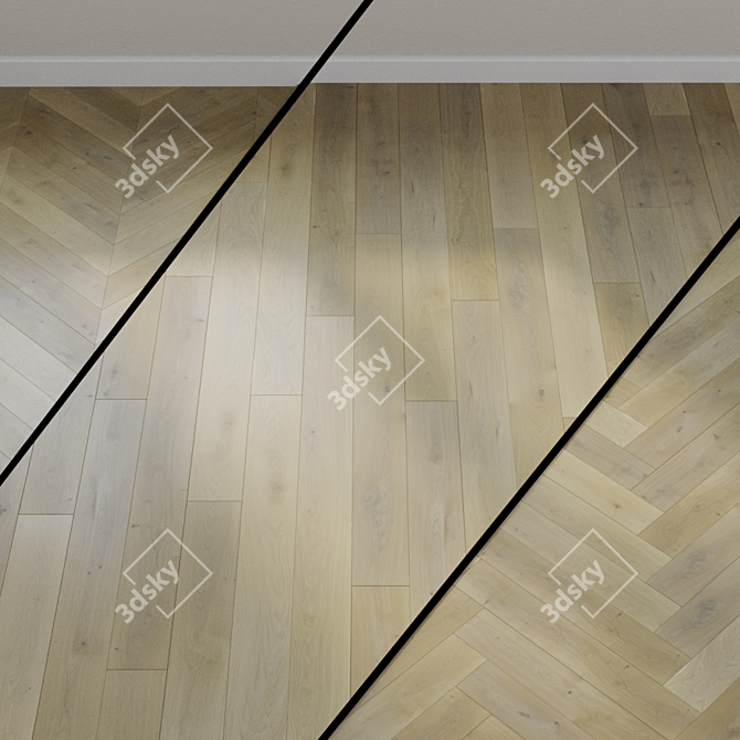 Elegant Light Gray Oak Parquet 3D model image 1