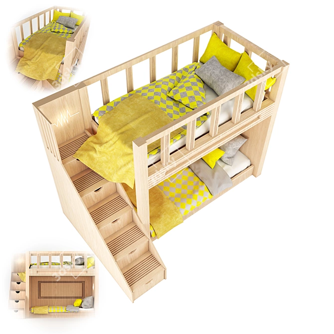 Sleek & Stylish IKEA Teenage Bed 3D model image 3