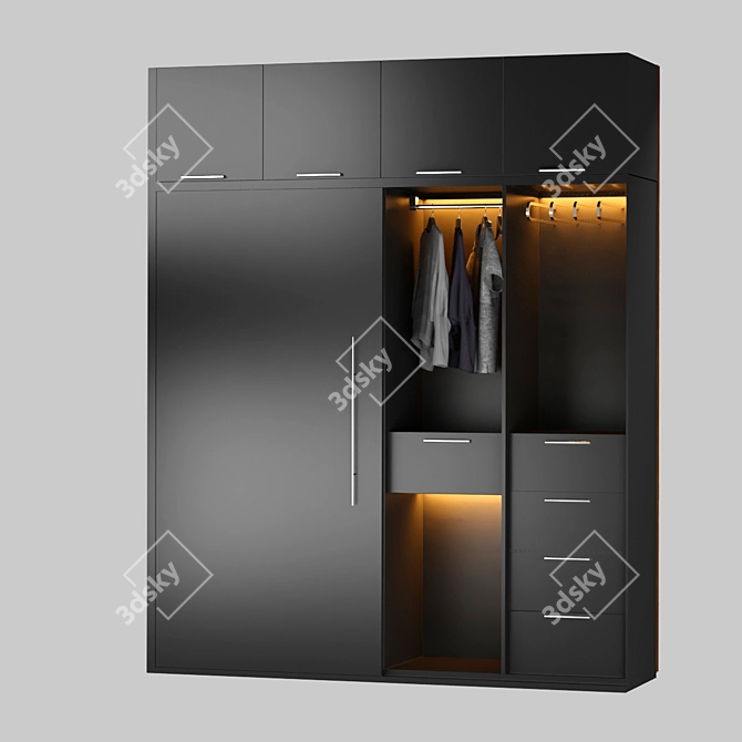 Animated Wooden Wardrobe: V-Ray Compatible 3D model image 2