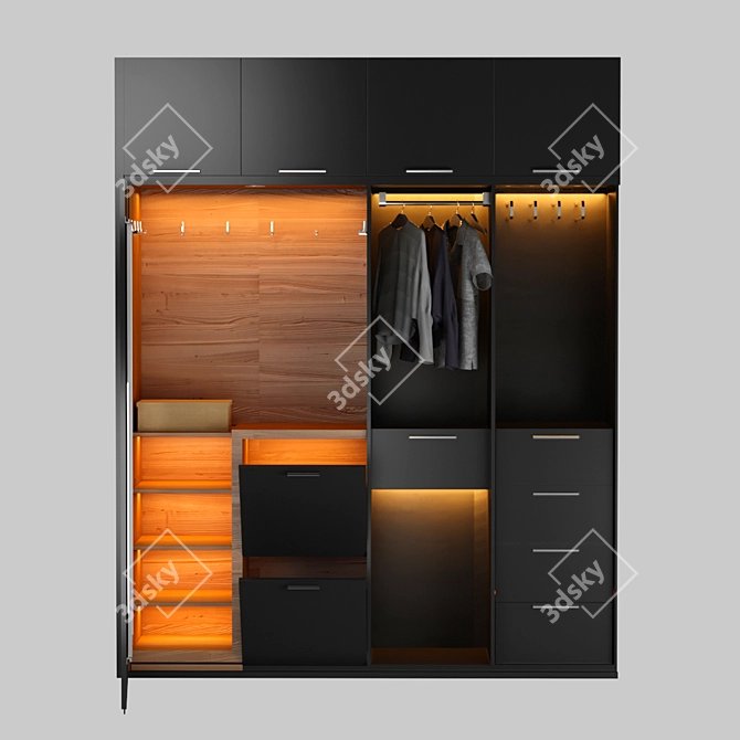 Animated Wooden Wardrobe: V-Ray Compatible 3D model image 4