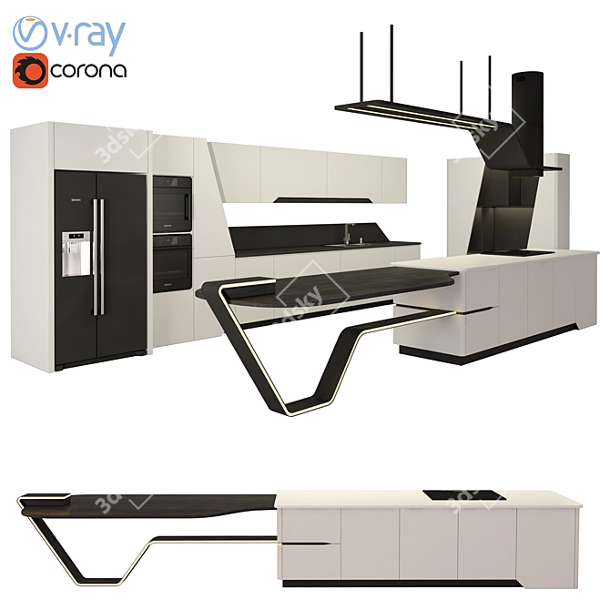 Sleek Kitchen Design - 12 3D model image 6