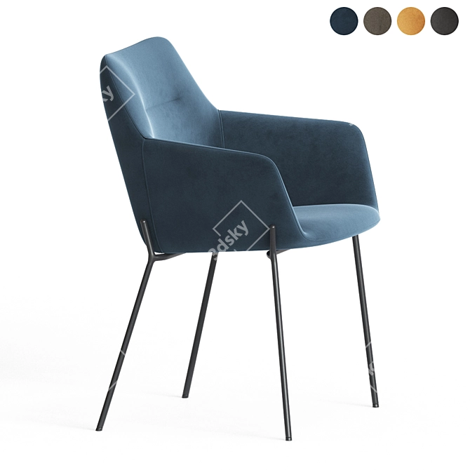 Quinn Velvet Dining Chairs 3D model image 3