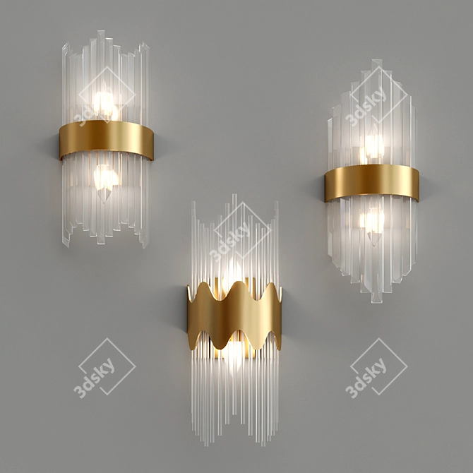 Golden Glow Crystal Wall Lamp 3D model image 1