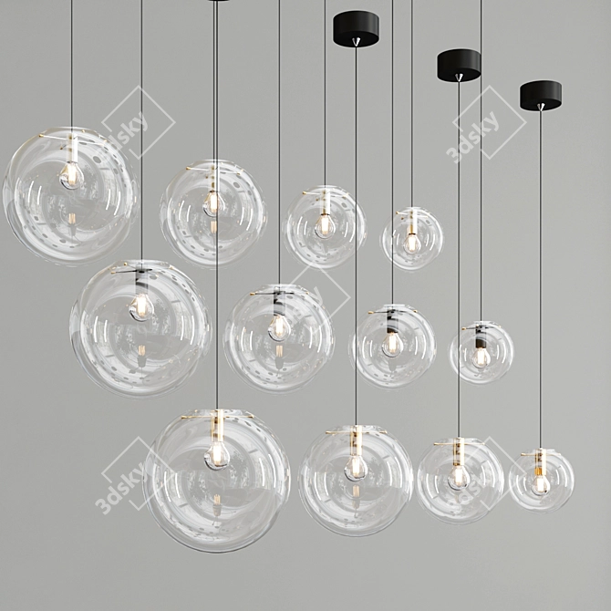 Globe Pendant Light with Glass and Metal Construction 3D model image 3