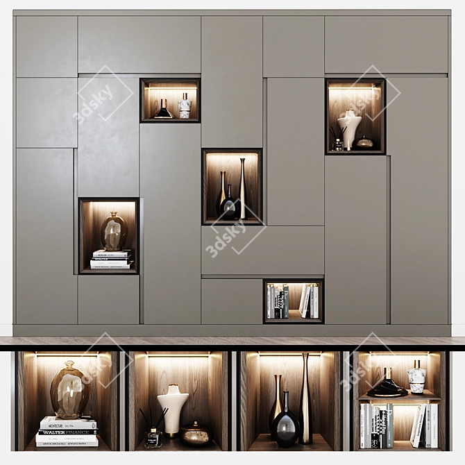 Modern Corona Wardrobe with Integrated Handles 3D model image 1