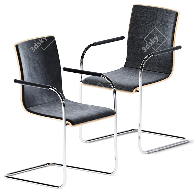 Sleek Cantilever Chair by Thonet 3D model image 2