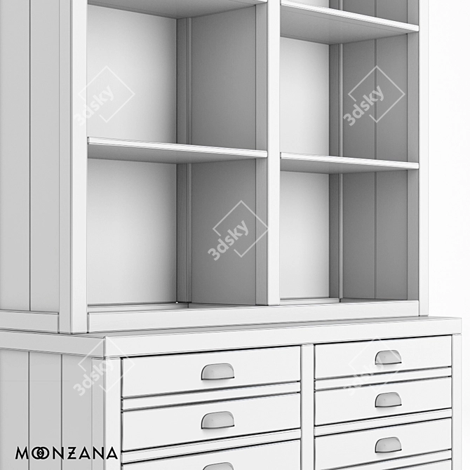 OM Printmaker Oak Library Shelf 3D model image 4