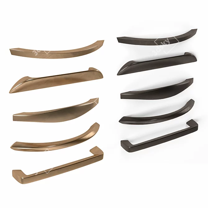 Variety of Material Furniture Handles Set 3D model image 3