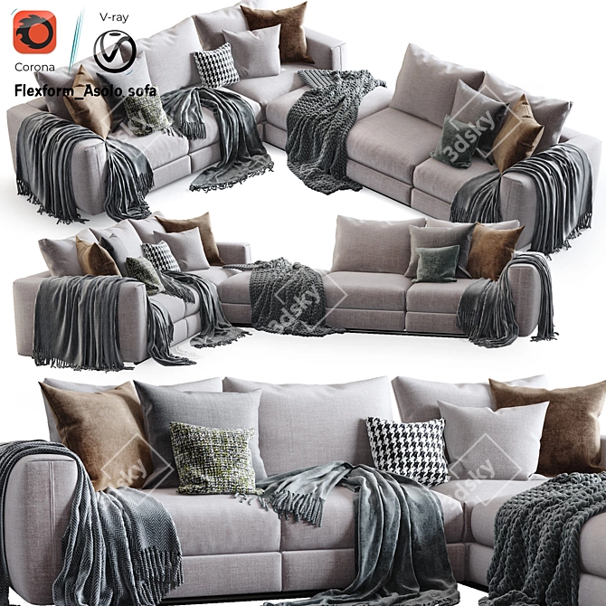 Asolo Sectional Sofa: Ultimate Comfort & Style 3D model image 1