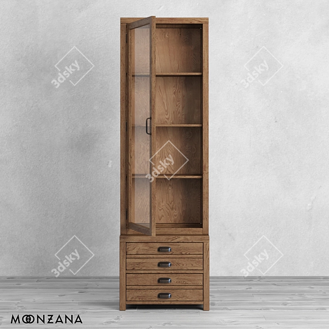 OM Printmaker Sideboard 190x58x40: Solid Oak and Plywood, Russia 3D model image 3