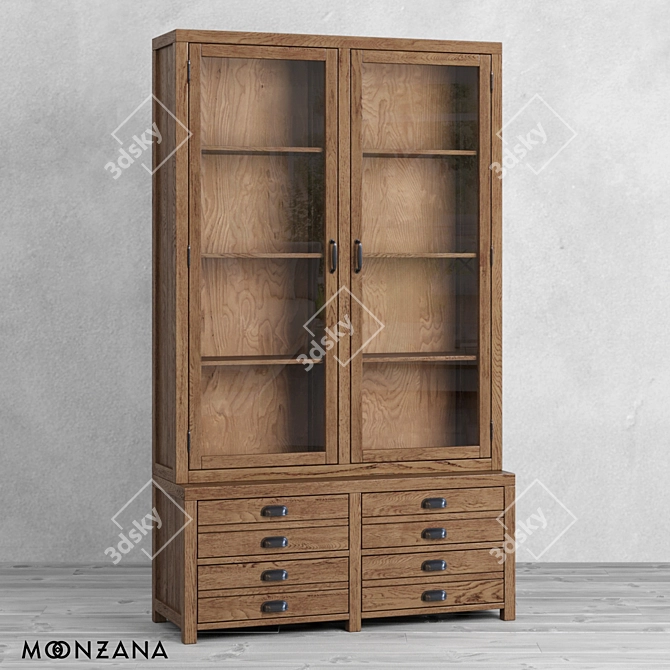 Modern Oak Printmaker Sideboard 3D model image 1