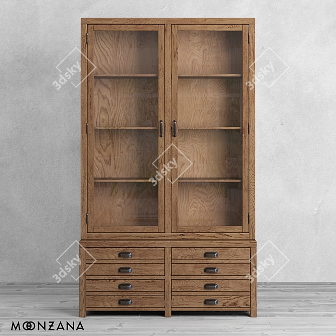 Modern Oak Printmaker Sideboard 3D model image 2