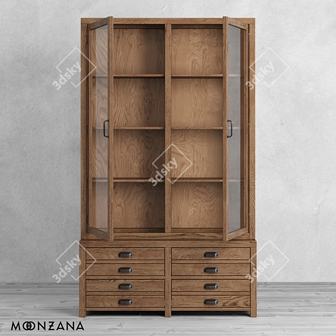 Modern Oak Printmaker Sideboard 3D model image 3