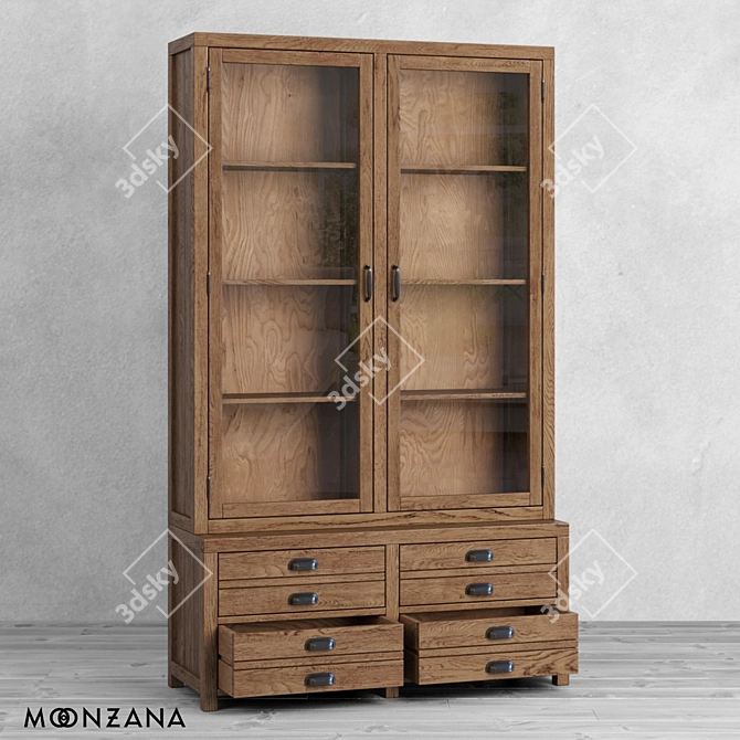 Modern Oak Printmaker Sideboard 3D model image 4