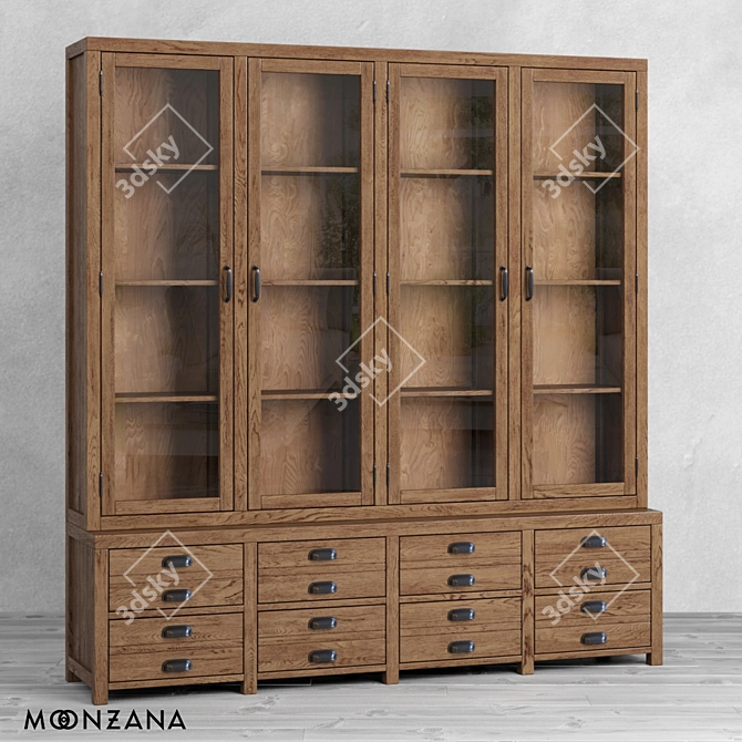 OM Printmaker Sideboard: Elegant Oak and Plywood Storage 3D model image 1