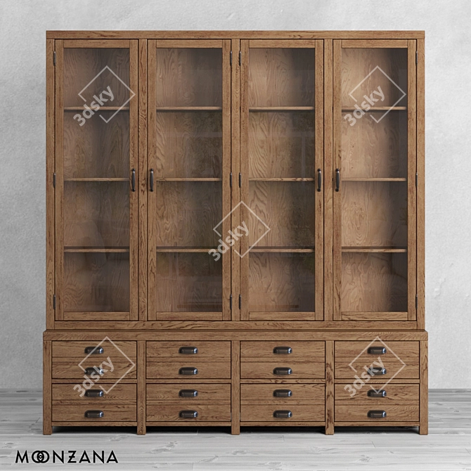 OM Printmaker Sideboard: Elegant Oak and Plywood Storage 3D model image 2