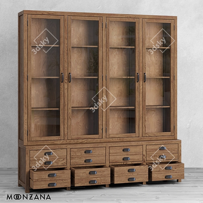 OM Printmaker Sideboard: Elegant Oak and Plywood Storage 3D model image 4