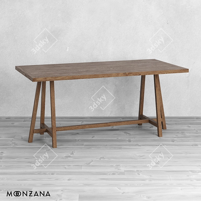 Printmaker Oak Dining Table 3D model image 1