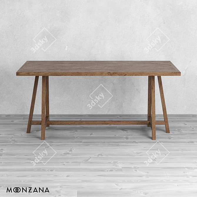 Printmaker Oak Dining Table 3D model image 2