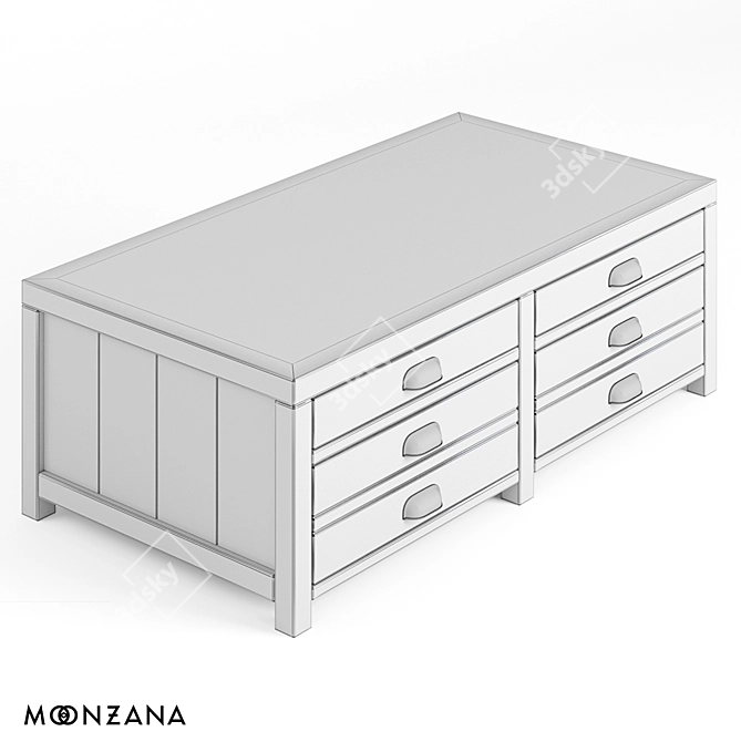 Moonzana Printmaker Oak Table 3D model image 4