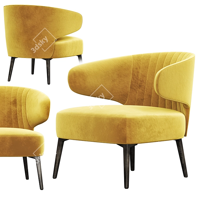 Minimalist Be-Aston Armchairs: Stylish and Functional 3D model image 3
