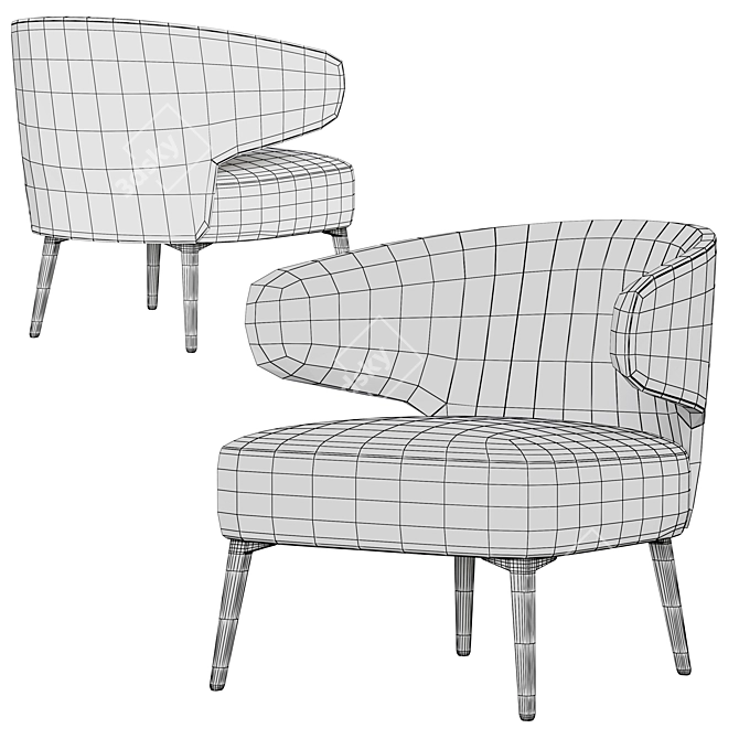 Minimalist Be-Aston Armchairs: Stylish and Functional 3D model image 5