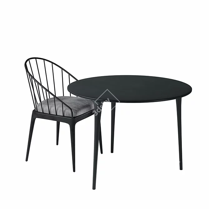Elegant Aluminum Table Set 3D model image 3