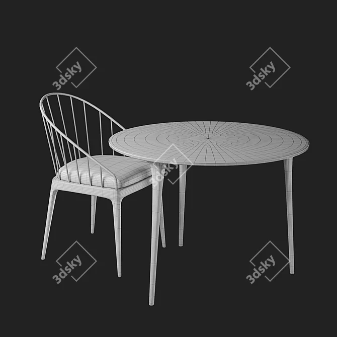 Elegant Aluminum Table Set 3D model image 4