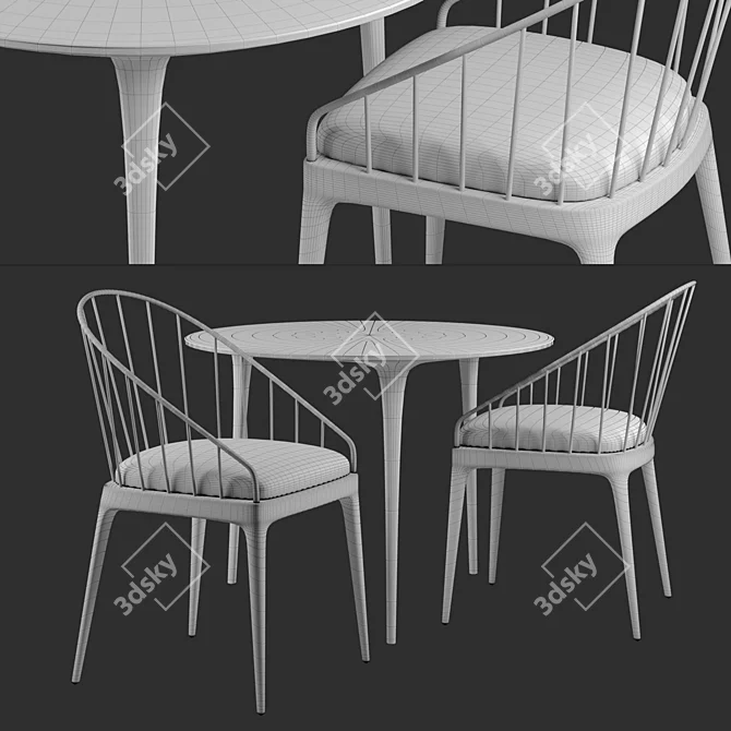 Elegant Aluminum Table Set 3D model image 6