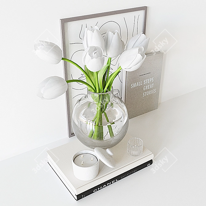 Tulip Bouquet Home Decor Set 3D model image 2