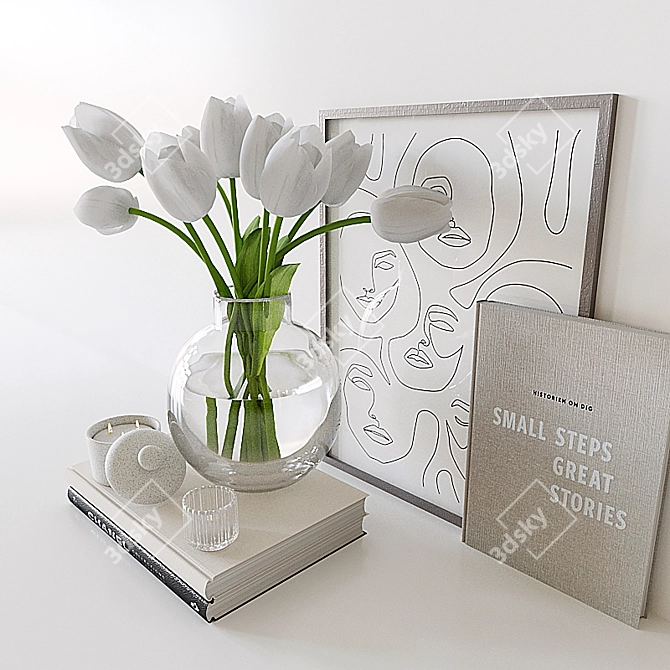 Tulip Bouquet Home Decor Set 3D model image 3