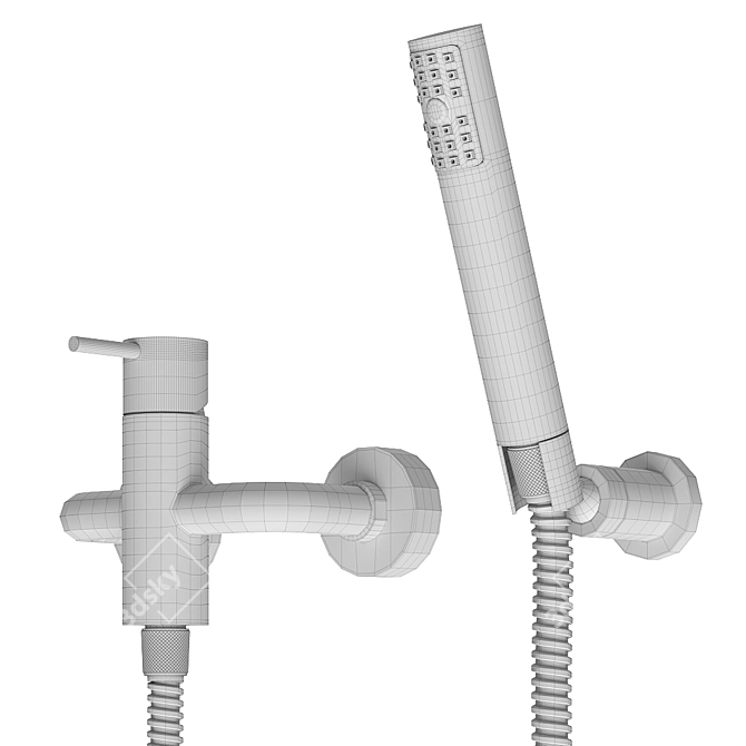 Cisal Xion Inox Shower Mixer with Handheld Shower Set 3D model image 4